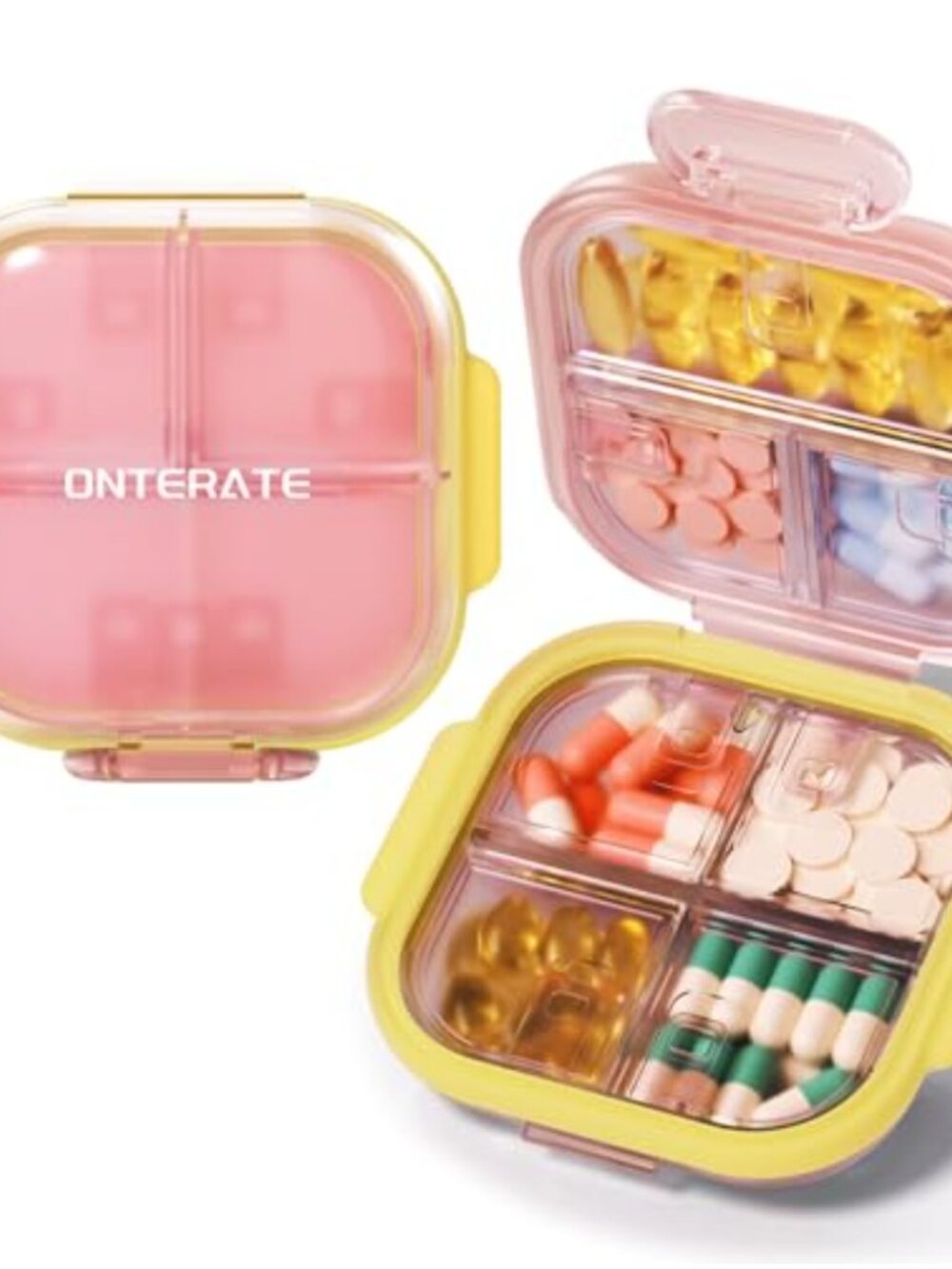 Travel Pill Organizer 7 Compartment Weekly Medicine Case Snap-Close Lid BPA-Free